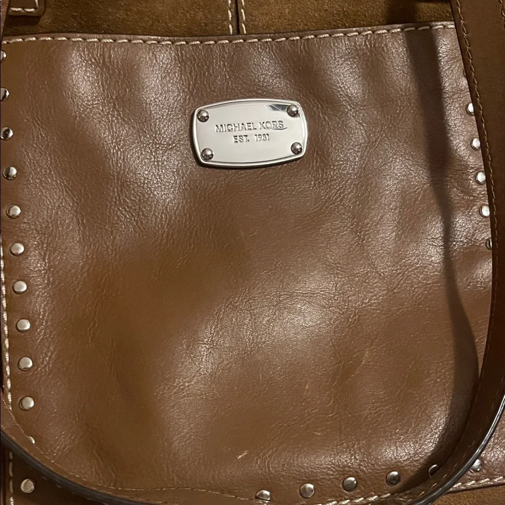 Michael Kors Brown Suede and Leather Tote Bag - Picture 6 of 16
